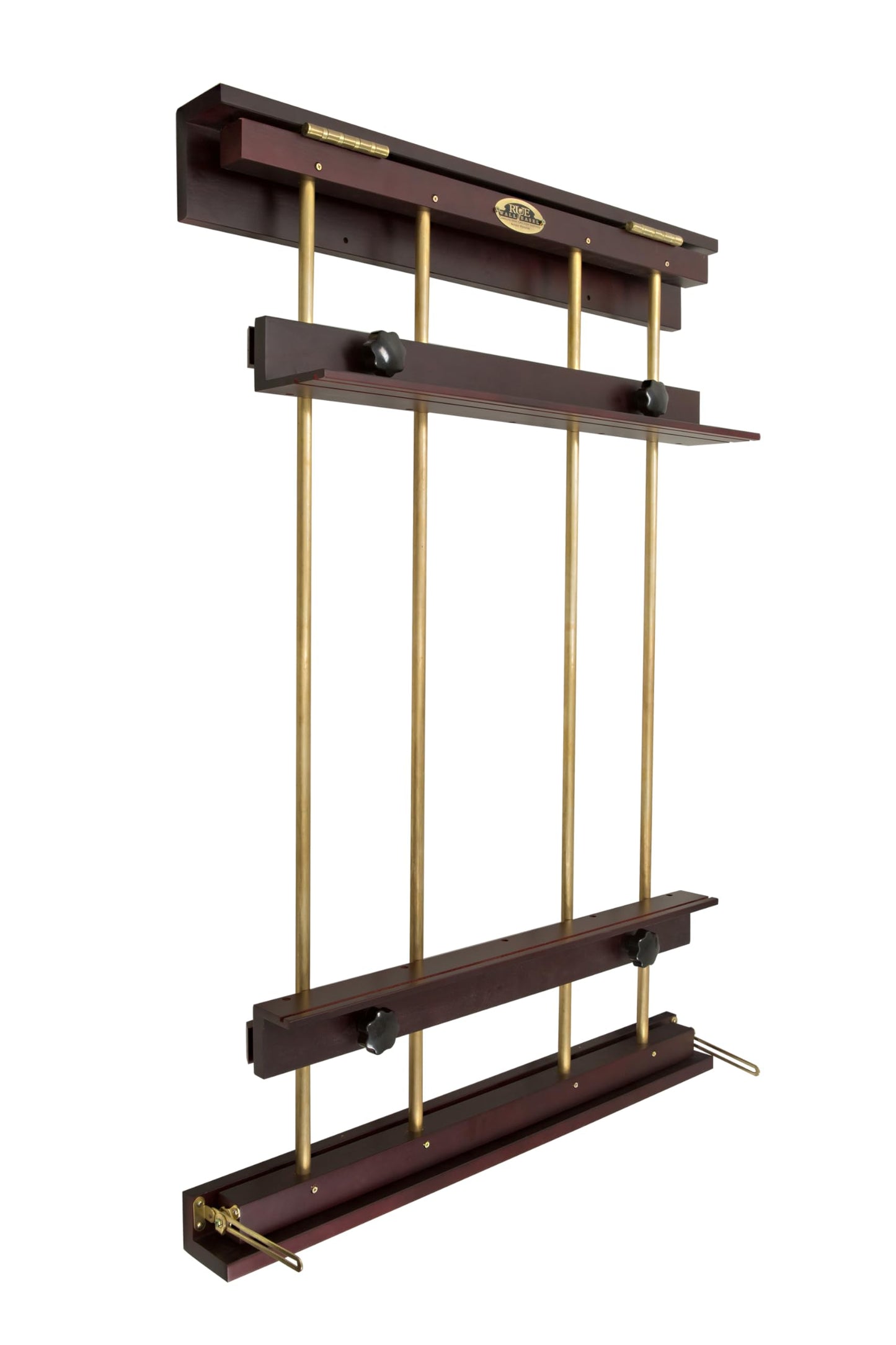 Rue Wall Easel Large - Mahogany Finish & Brass Hardware - 48" Wide Hanging Wall Mountable Display for Art, Adjustable Angle, Holds Canvas Up to 60", Decorative Holder, Easel Lamp Compatible, 38lbs