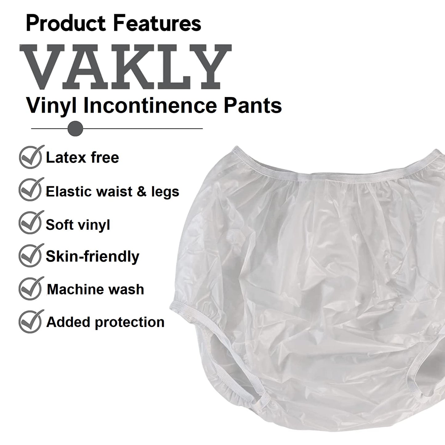 Adult Vinyl Waterproof Pull-On-Cover Incontinence Pants (This is not a Diaper) Extra Oversized Waterproof Underwear Protection to GO ON TOP of/Together with Diapers & Briefs as a Added Leak Resistance