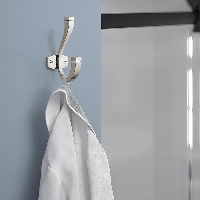 SAILING Coat Hooks - 3 Pack Brushed Nickel Towel Hooks Robe Hooks Decorative Wall Hooks for Bathroom Bedroom Kitchen Towel Robe Clothes Cabinet Closet Bathroom Hardware