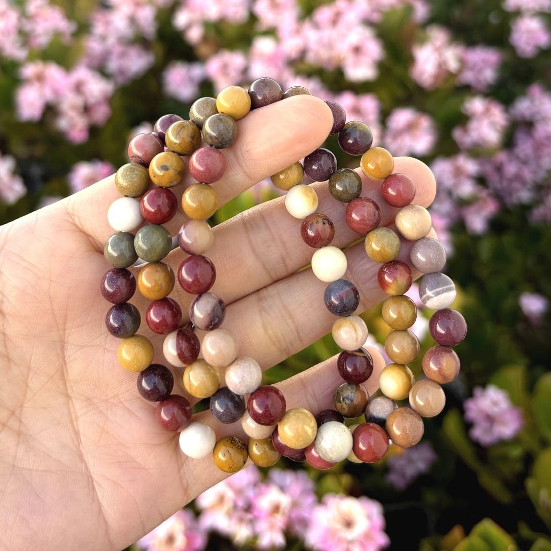 Adabele Real Natural Mookaite Jasper Gemstone Beaded Bracelet 8 inch Stretch Chakra Healing Crystal Stone Jewelry Women Birthday
