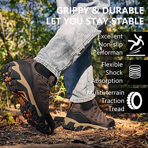 SHULOOK Men's Waterproof Hiking Shoes Lightweight Anti Slip Outdoor Ankle Boots Breathable Hike Trekking Trails Shoe