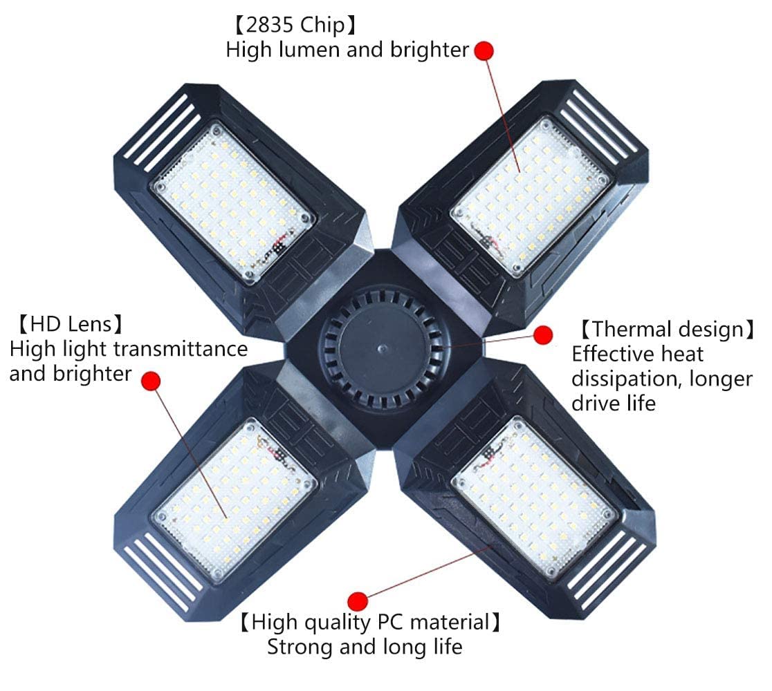 KONPWAY 2 Pack Deformable LED Garage Lights 12000 Lumen 120W Daylight A-1