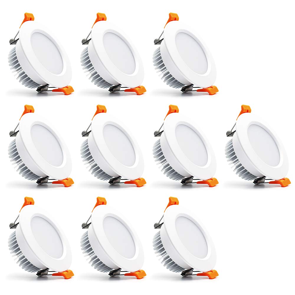 LEDLightsWorld 3 Inch Dimmable LED Recessed Lighting, 7W Retrofit Downlight, 3000K Warm White, 10 Pack