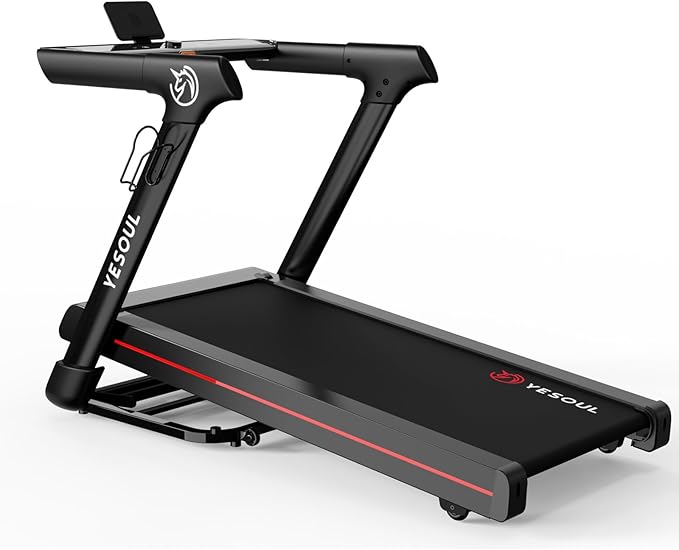 YESOUL Treadmills for Home with 10% Auto Incline, Folding Treadmill with Handrail, 300 lbs Capacity, LED Display & Interac...