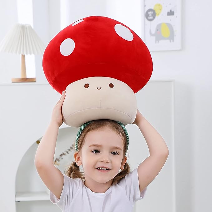 Mushroom Plush, 9 Inch Cute Mushroom Toy Plush Pillow Stuffed Animals, Red Room Decor Gift for Kids Adults