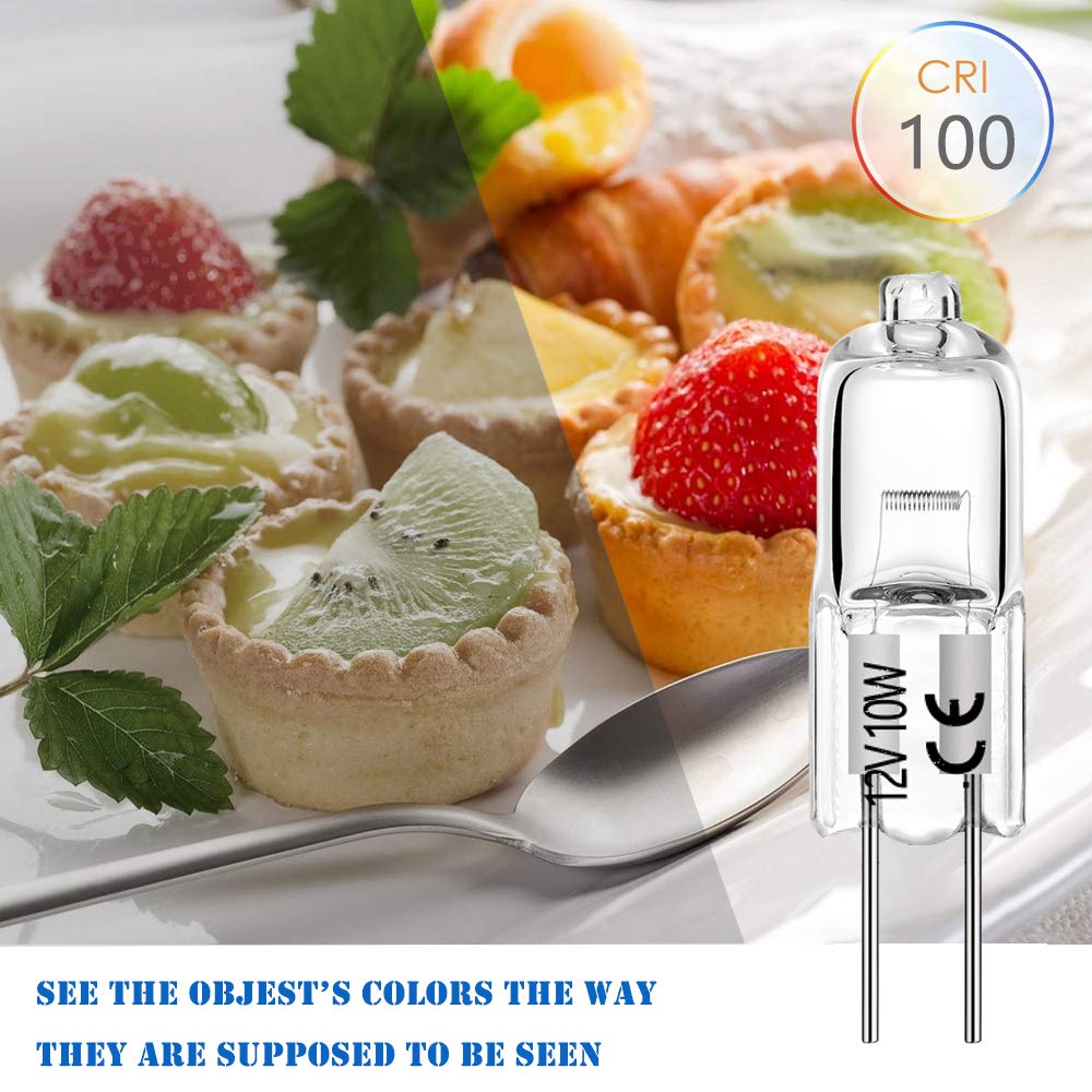Bogao G4 Halogen Bulb T3 10W 12V Warm White Glass 10 Pack For Under Cabinet, Puck Light, Chandeliers, Track Lighting