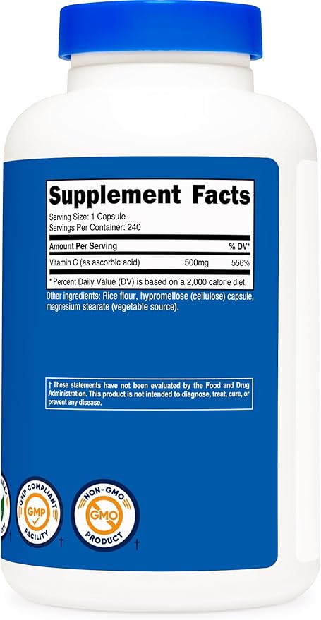 Nutricost Vitamin C 500mg, 240 Capsules, Vegetarian, Gluten Free & Non-GMO