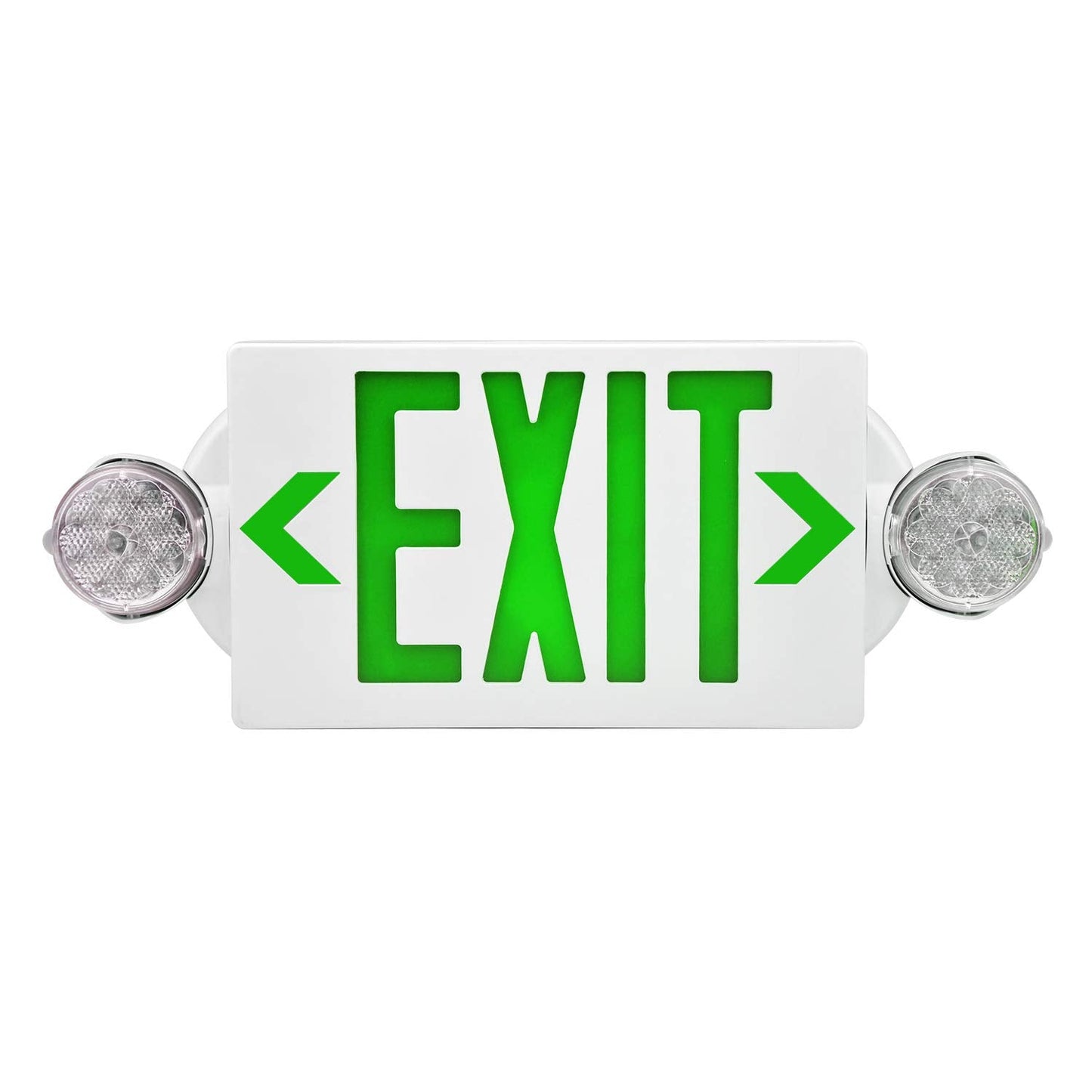 Akt Lighting Emergency Exit Light, 2 Led Heads, Ul Certified, Green, 2 Pack, Thermoplastic, Model 2In1