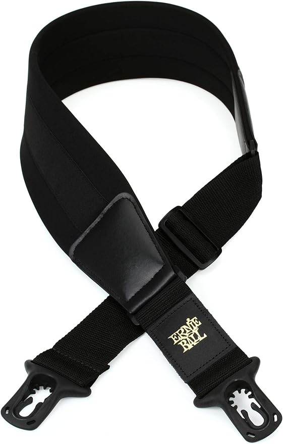 Ernie Ball Neoprene Polylock Comfort Guitar Strap, Black, Wide (P04146)