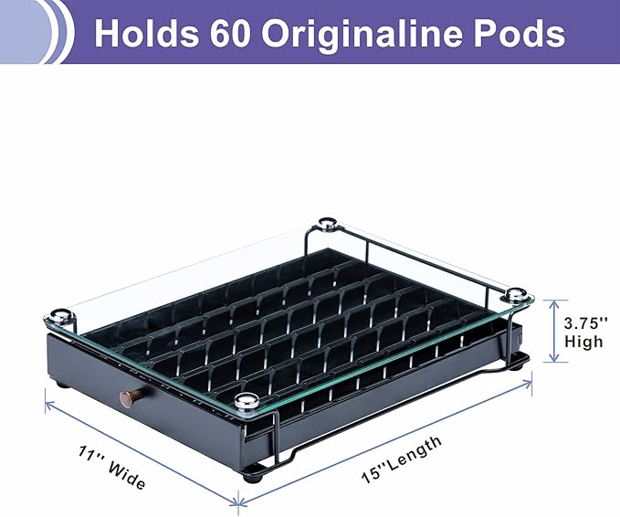 Nespresso Originaline Capsule Holder Drawer for Coffee Pod Storage With Glass For Cabinet Originaline Pod Rack For Counter(Class-60 Pods)