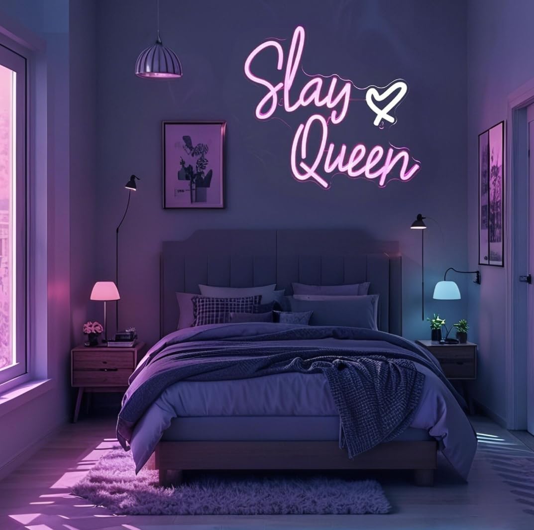 Ulalaza Neon Light Sign LED XOXO Decorative Marquee Night Light USB Operated 20cm x 38cm Slay Queen