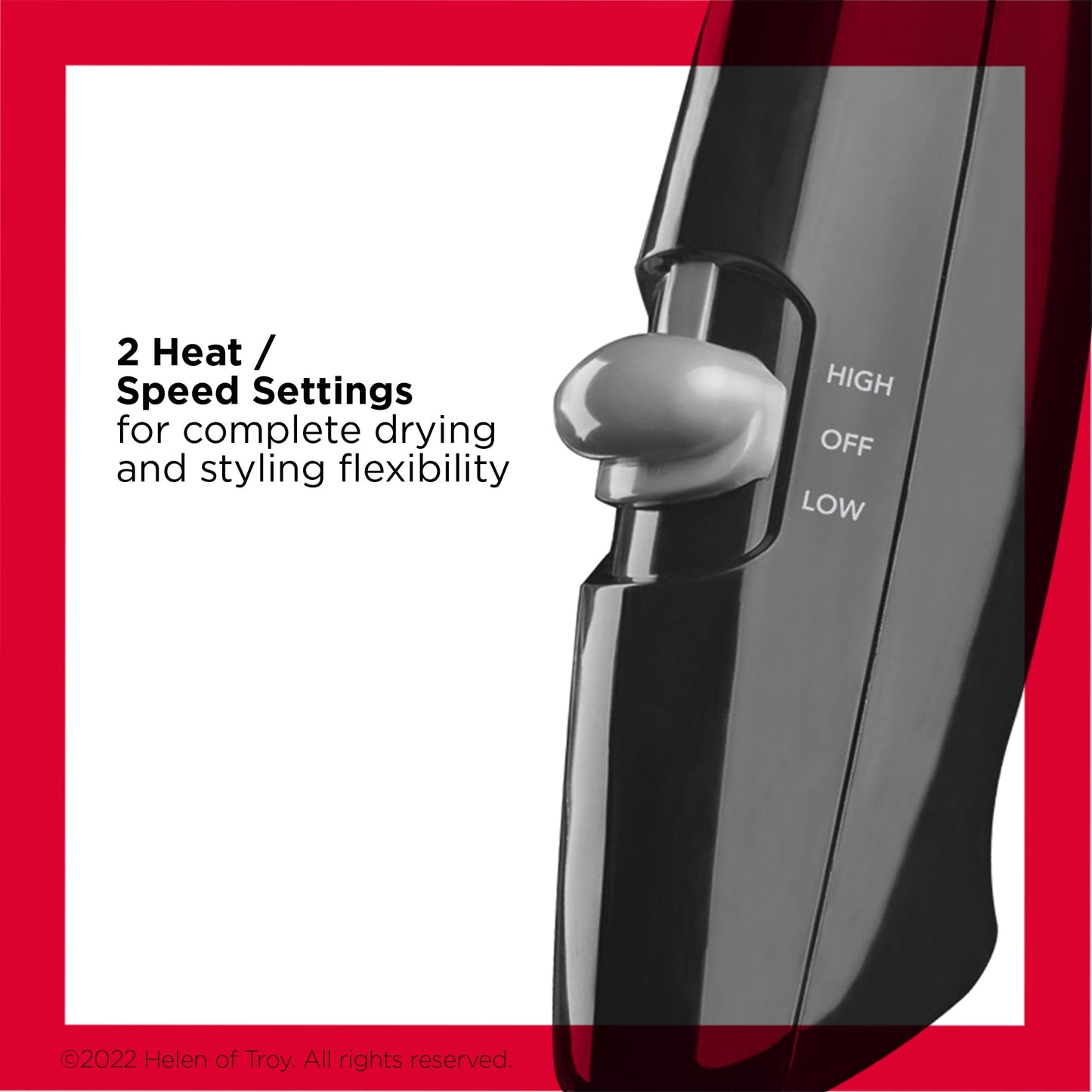 REVLON Travel Hair Dryer | Salon-Style Blowouts, Lightweight Design, 1875 Watts for Fast Drying with 2 Heat & Speed Settings for