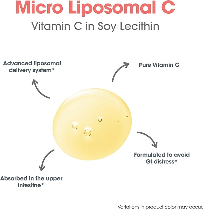 Allergy Research Group Micro Liposomal C 1000mg Supplement - Liquid Vitamin C, Sunflower Phospholipids, Sodium Ascorbate, Organic, Bioavailable, Non-GMO - 4 Fl Oz