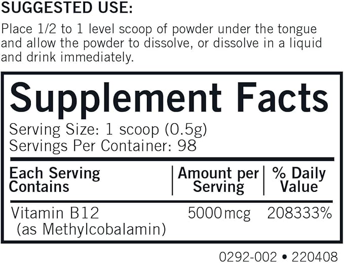 Kirkman - Methylcobalamin - Energy Production - Concentrated Powder - 2 oz - 57 Grams