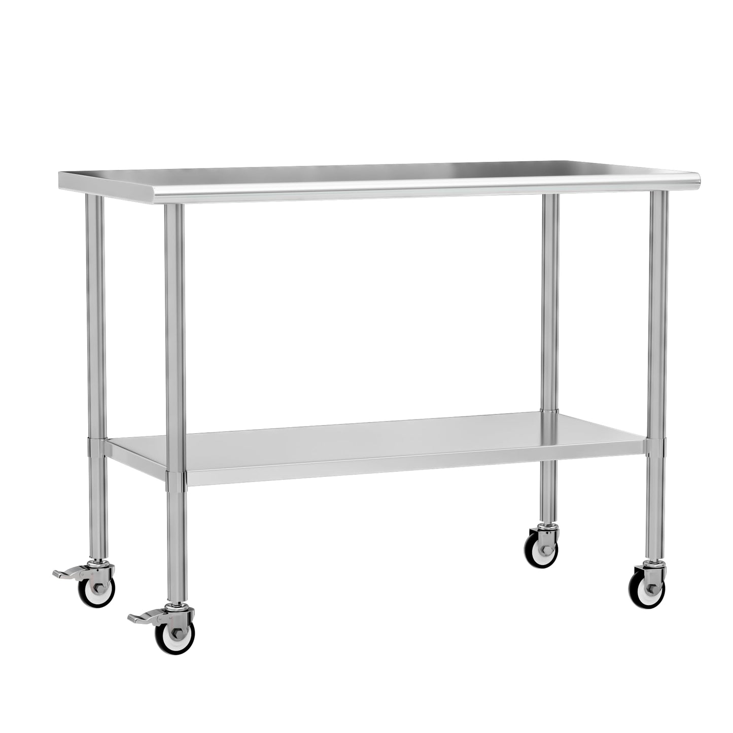 Chingoo Stainless Steel Work Table with Wheels, 24x60 Inch NSF Kitchen Prep Table with Adjustable Undershelf for Commercial Restaurant, Garage, Outdoor BBQ