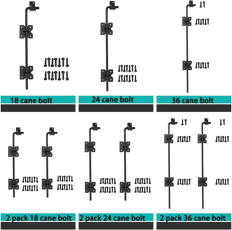 Heavy Duty 36 inch Cane Bolt Drop Rod Gate Drop Pin Steel Material -1 Pack mainly for Single Open Door