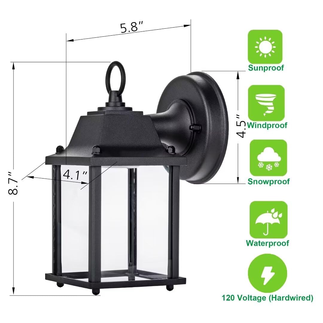 LIT-PaTH Outdoor LED Wall Lantern, 5000K Daylight White, 800 Lumen, Aluminum, Black Finish, 2-Pack, Model LT-WL01350K
