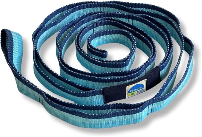 California Yoga Strap | Yoga Belt with Loops | 12 Multi Loop & Non-Elastic | Stretching Strap | Gym Workout & Exercise Ban...