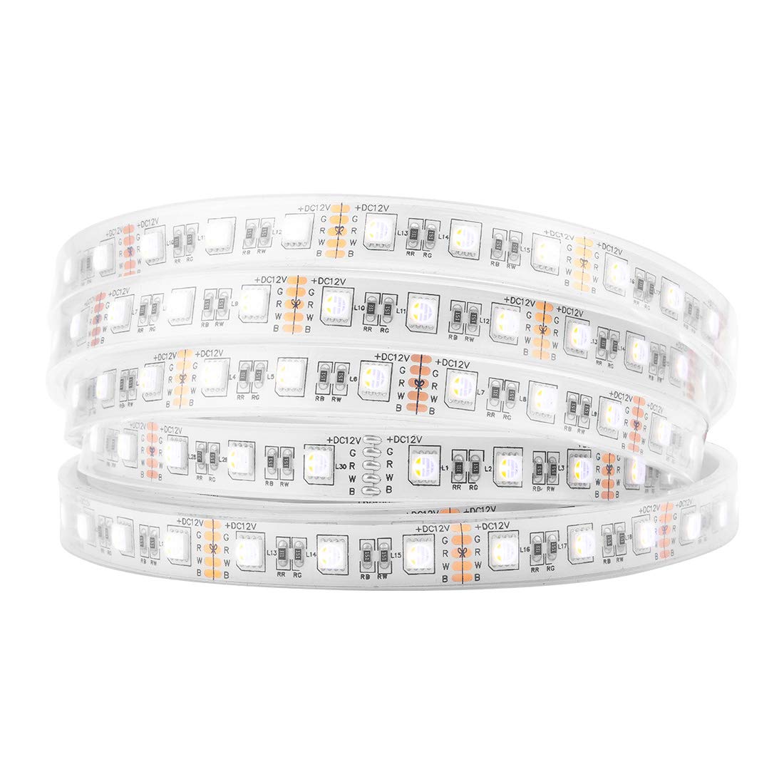 Btf-Lighting 16.4Ft Rgbw Led Tape Light, Ip67 Waterproof, 60 Leds/M, Multi-Colored Warm White, Model Rgbww45M505060Lw67