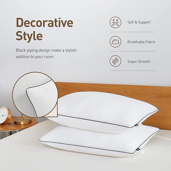 Acanva Cooling Bed Pillows for Sleeping Set of 4, Hotel Quality with Premium Soft and Supportive 3D Down Like Filling for Back, Stomach, or Side Sleepers,Machine Washable, Standard(Pack of 4), White