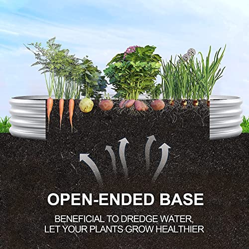 Land Guard Galvanized Raised Garden Bed Kit, Galvanized Planter Garden Boxes Outdoor, Oval Large Metal Raised Garden Beds ...