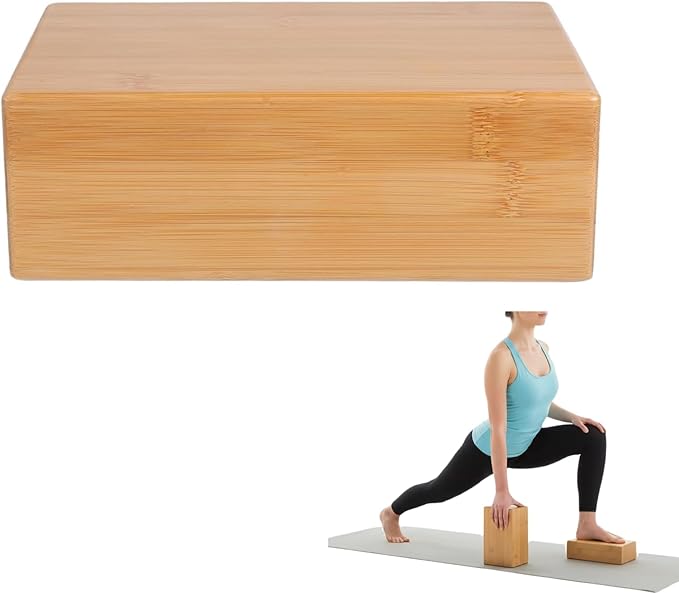 SUPVOX Natural Bamboo Block: High Density Yoga Brick for Stability & Support - Non-Slip Yoga Prop for Stretching and Align...
