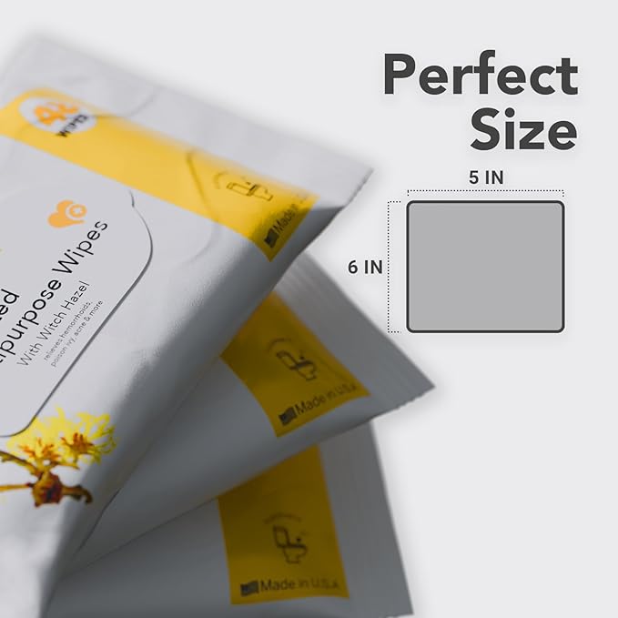 BIOPURE Witch Hazel Wipes - Astringent Hemorrhoid Wipes with Aloe Vera - Gentle and Soothing Witch Hazel Wipes Flushable - Contains 288 Medicated Wipes