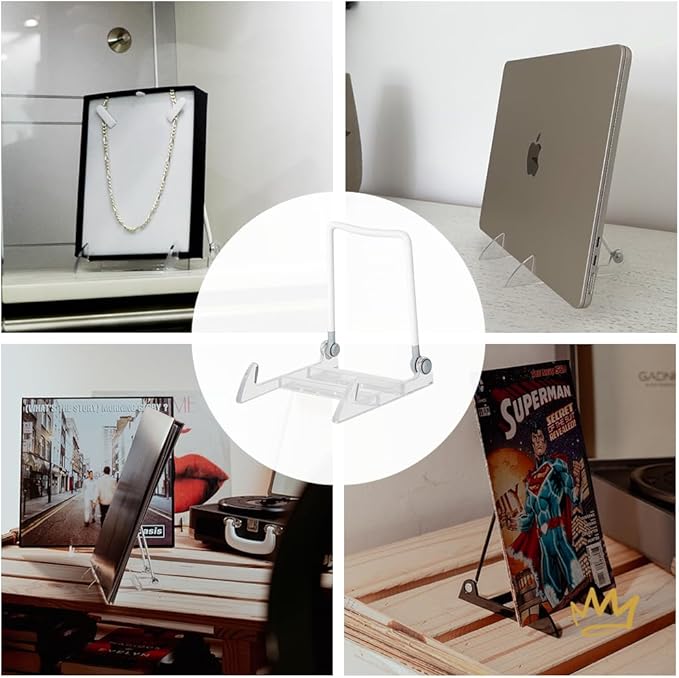 KINGDOM SOLUTIONS Made in USA 36-Pack Adjustable Acrylic Easels - Plate Stand - Sturdy Book Stand for Art, Pictures, Plates, Frames - Unique on The Market
