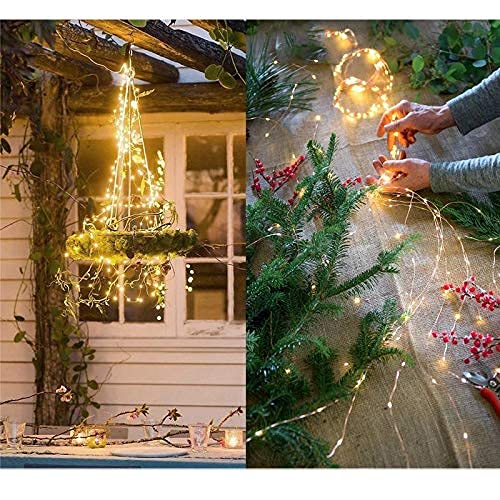 Baisico Waterproof Led String Lights, 2 Pack 20Ft, 60 Warm White Copper Wire Fairy Lights