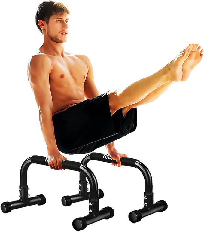 Teclor Push Up Bar, Parallettes Bars For L-sit & Dip, Heavy-Duty No Wobbling Parallel Bars Stand For Handstands, Full Plan...