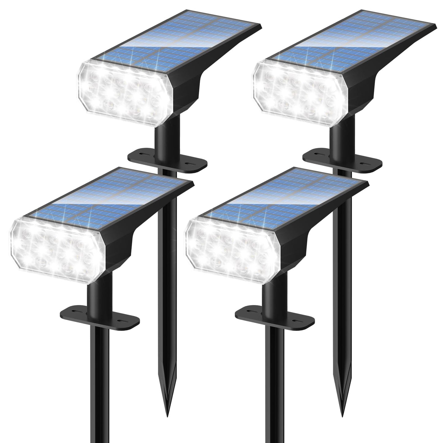 DINGLILIGHTING Solar Spot Lights - IP65 Waterproof, 3 Lighting Modes, 4 Packs, Black, Model WS-MPS22-4-WH.NA-B-1
