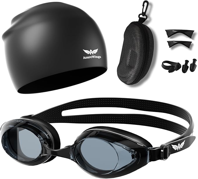 AzureWings Swim Goggles Women Men Adult Kit, Anti-Fog UV No Leak - Upgraded HD Racing Swimming Goggles for Men & Women