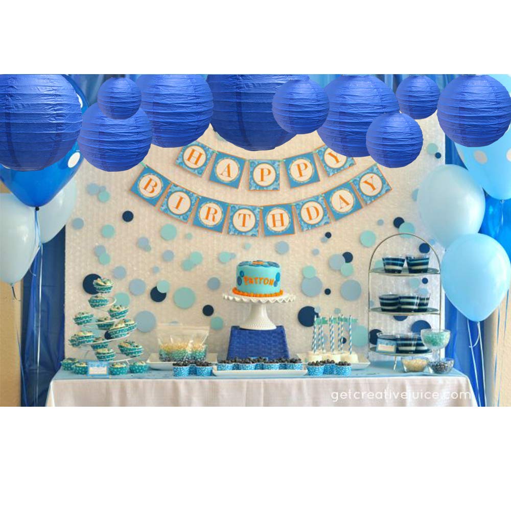 BEISHIDA Dark Blue Paper Lanterns - Decorative Hanging Asian Style for Parties, Weddings, and Home Decor - 10 Pack