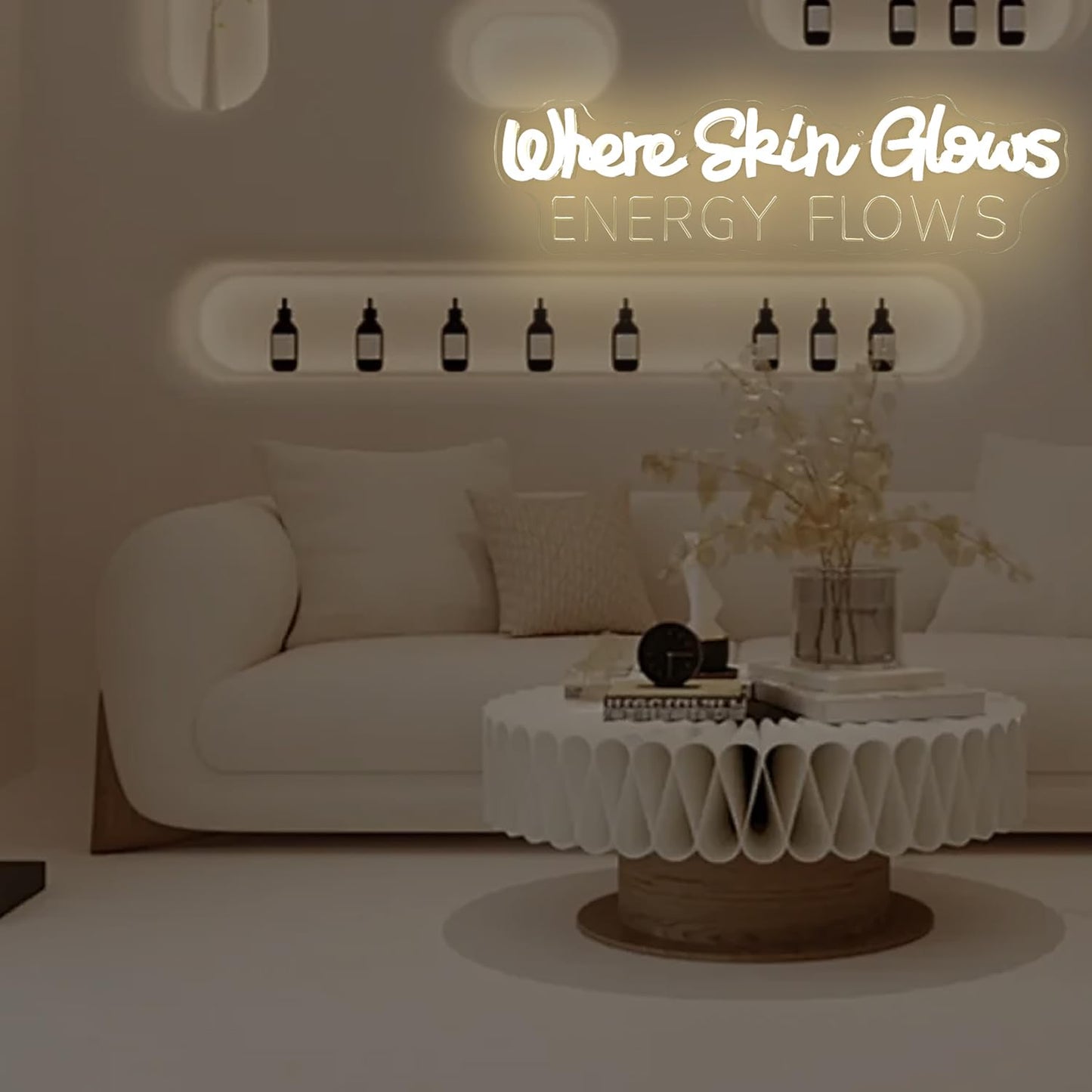 Where Skin Glows Energy Flows Neon Sign For Wall Decor Spa Neon Led Sign Dimmable Beauty Salon Neon Light Up Sign For Esthetician Spa Salon Business Beauty Shop Decorations Gift