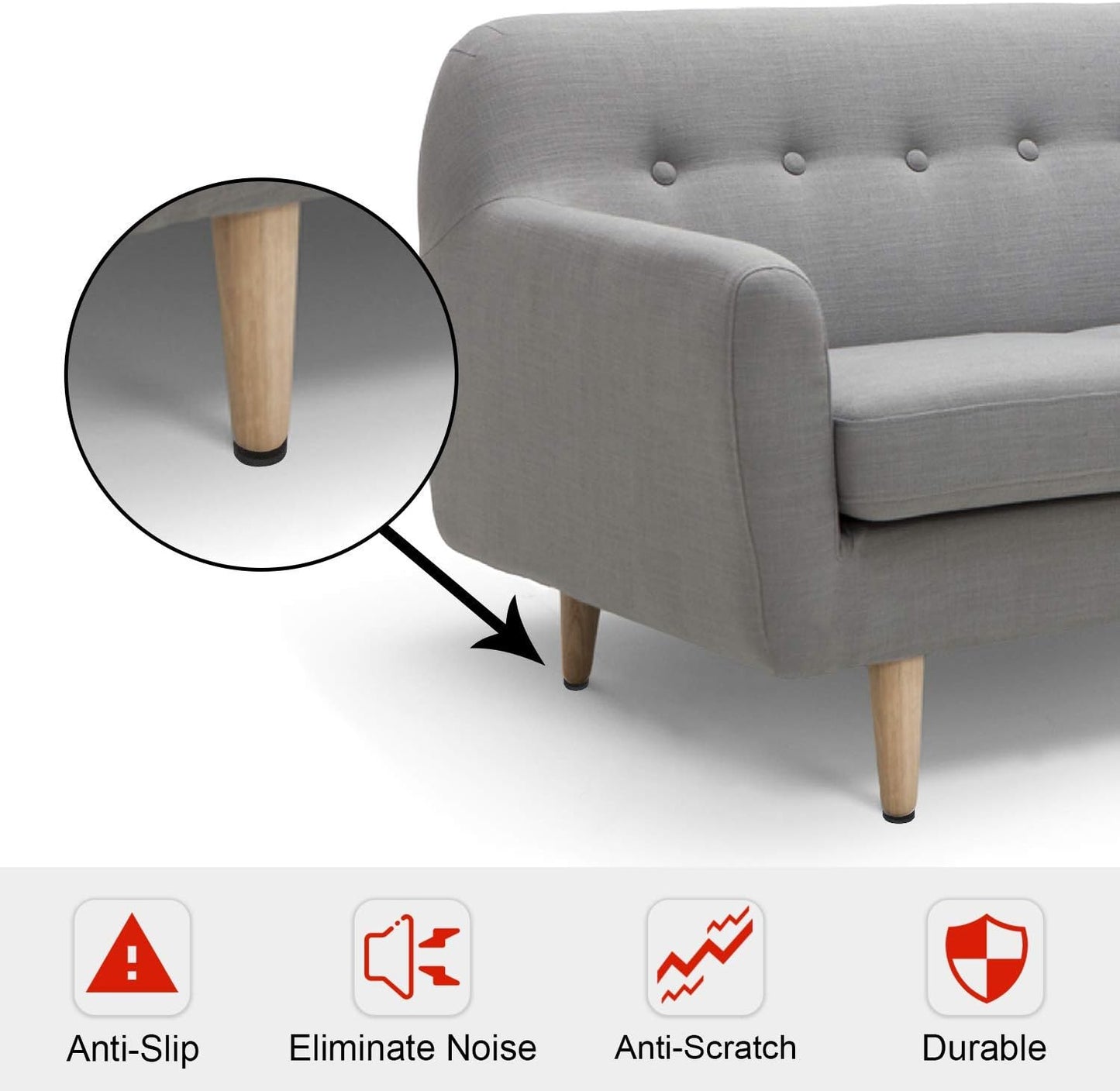 Yelanon Non Slip Furniture Pads -48 pcs(1+2+2)" Furniture Grippers, Non Skid for Furniture Legs,Self Adhesive Rubber Feet Furniture Feet, Anti Slide Hardwood Floor Protector for Keep Couch Stoppers