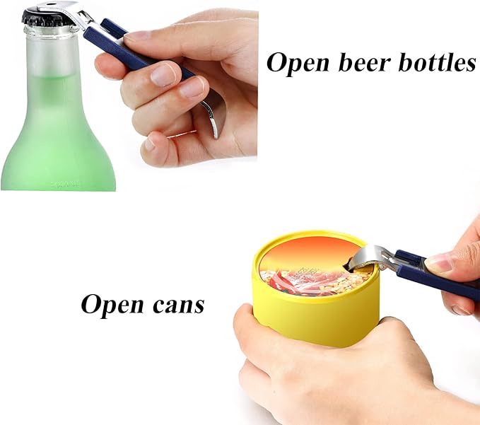 3 Pieces Magnetic Bottle Openers Can Opener Classic Beer Opener Stainless Steel Small Bottle Opener Can Tapper with Magnet for Camping and Traveling HANCELANT (Blue)