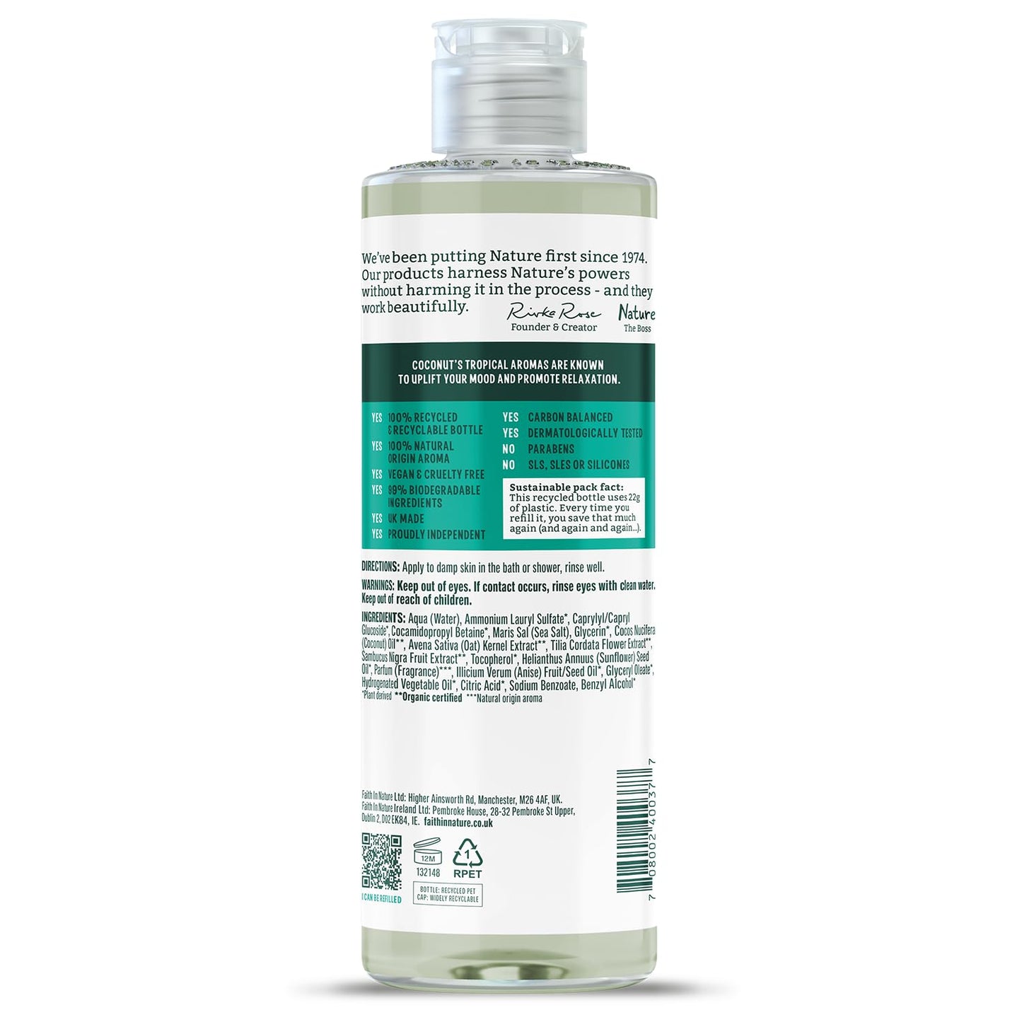 Faith in Nature Shower Gel Foam Bath Coconut 13 5 fl oz 400 ml