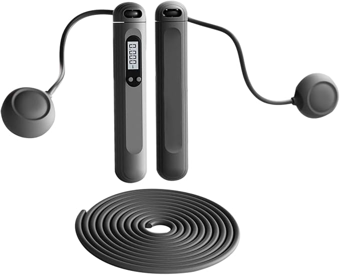 Cordless Skipping Rope - Wireless Skipping Rope | Fit Ropes | Weighted Professional Digital Jumping Cord With Counter | Gy...