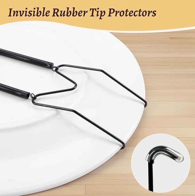 3 Pack 12/14/16 Inch Decorative Plate Medium Plate Hangers for The Wall, Invisible Stainless Steel Wall Hangers for Display with Hooks, for Platter/Dish/Picture(Black)