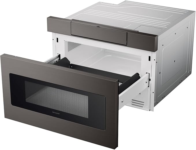 SHARP SMD2470AH Microwave Drawer Oven, 24-inch, 1.2 Cubic Feet, 950 Watt, Concealed Control Panel with Digital LCD Display, Black Stainless Steel