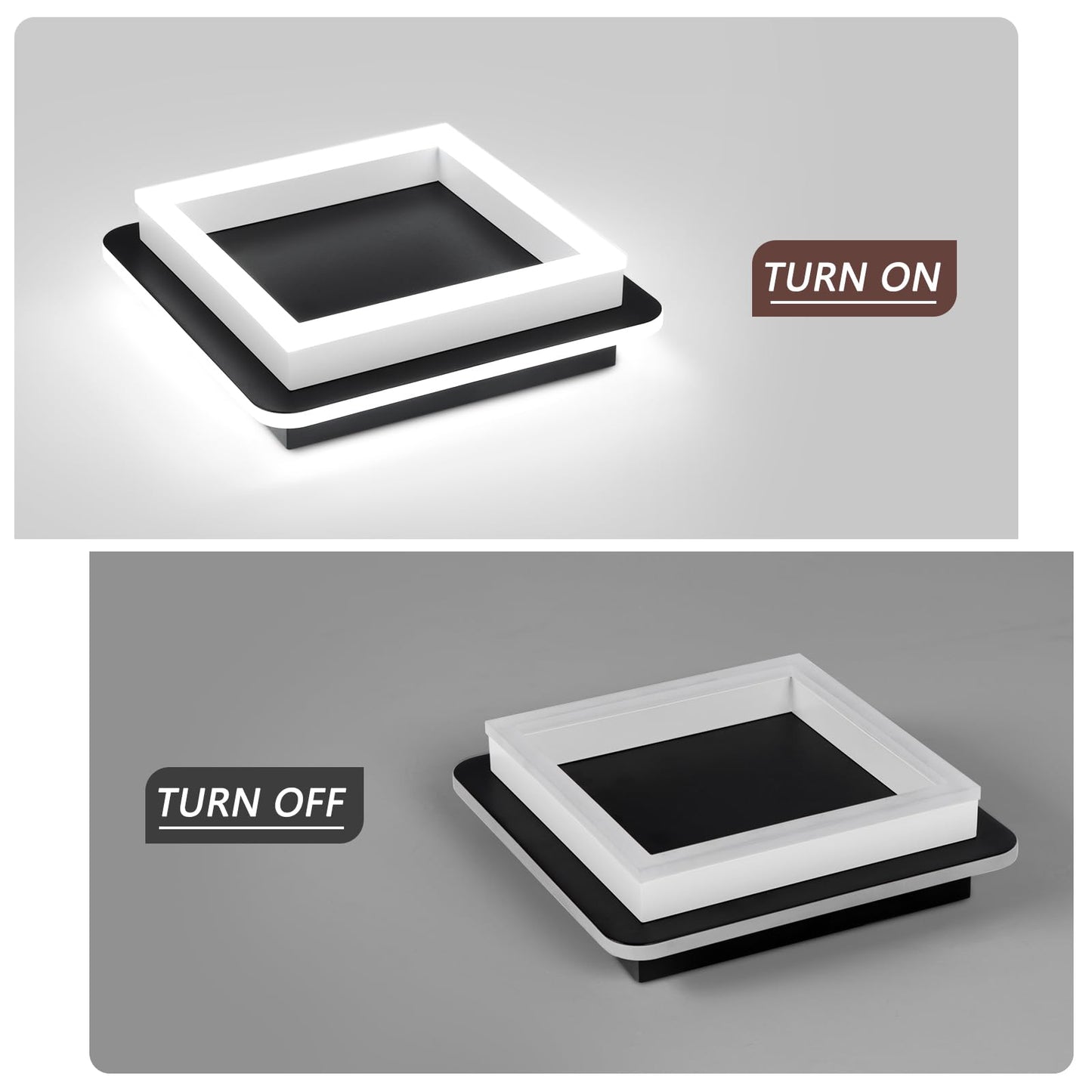Caneoe 3 Packs Square Flush Mount Ceiling Light  6000K Black Modern Led Ceiling Light Fixture  Minimalist Hallway Lighting Fixture Ceiling Lamp For Hallway Entryway Bedroom Balcony (Black&White)