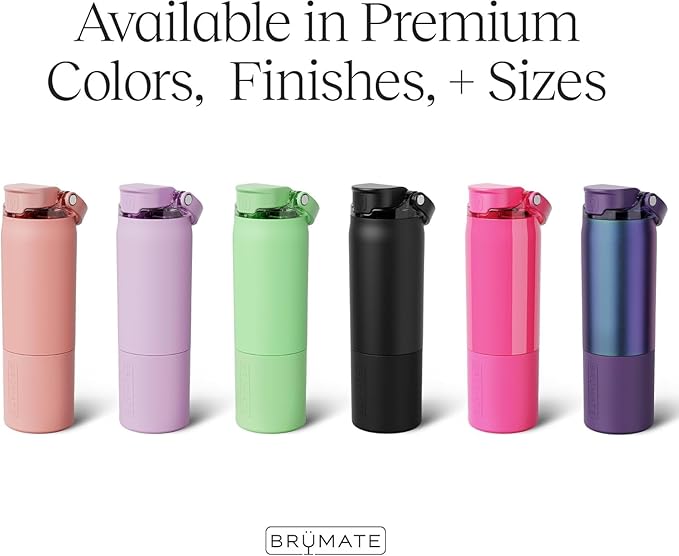 BrüMate Rise 25oz Water Bottle with Covered Silicone Straw | 100% Leakproof Insulated Water Bottle | Cup Holder Friendly Base | 25oz (Black Stainless)