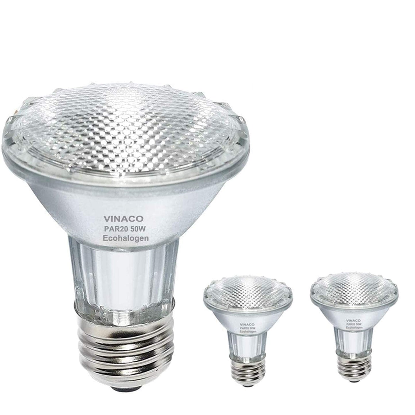 Vinaco Par20 Bulb 50 Watt 2 Pack  High Output Halogen 50W Floodlight  Warm White 3000K Dimmable E26  Long Lasting For Track And Recessed Lighting