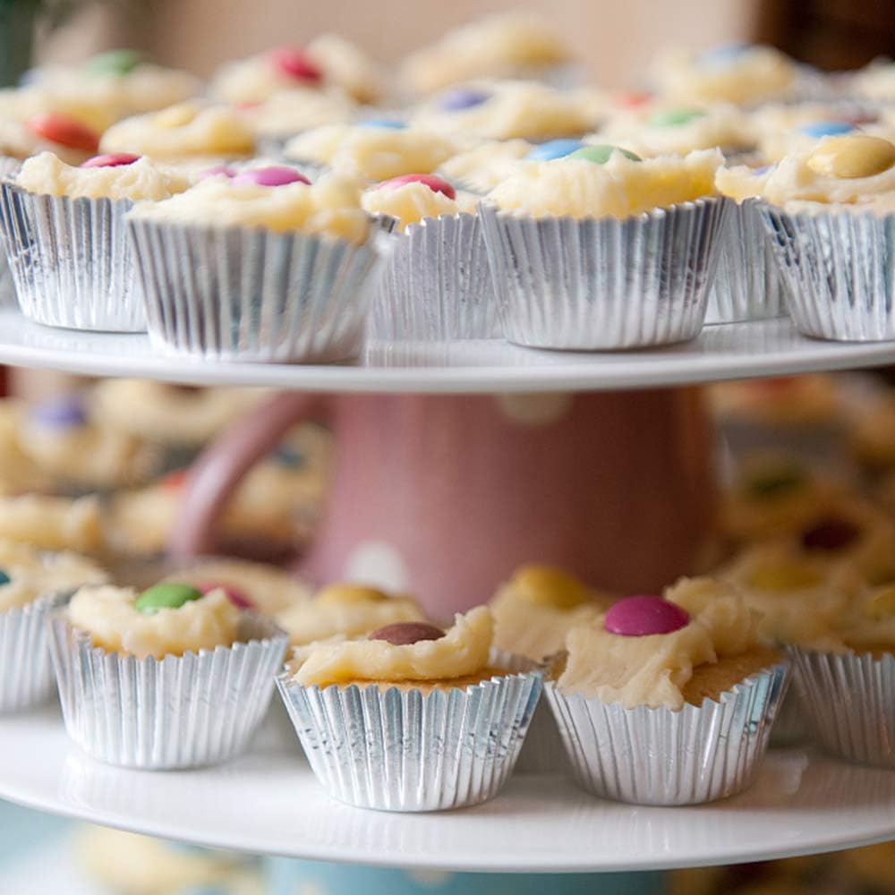 Silver Cupcake Liners for Baking,GOLF 500 Pack Standard Size Silver Foil Cupcake Liners Wrappers Metallic Baking Cups,Muffin Paper Cases