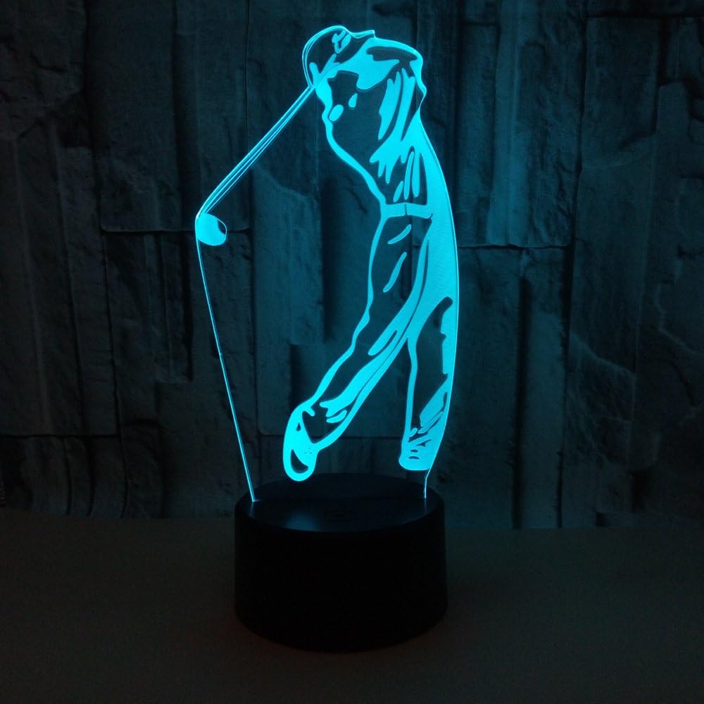 WMH 3D Golf Desk Lamp 7 Colors Changing Touch Switch LED Night Light with USB Powered for Home/Office Decorations/Gifts