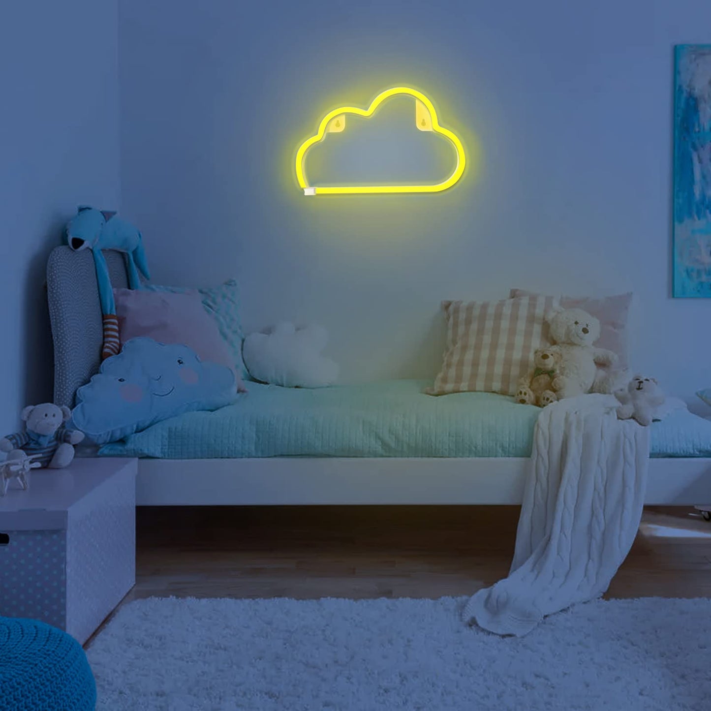 Bernicekelly Led Cloud Neon Light, Yellow, Battery/Usb Powered, Wall Decor For Bedroom, Model Yyi-50