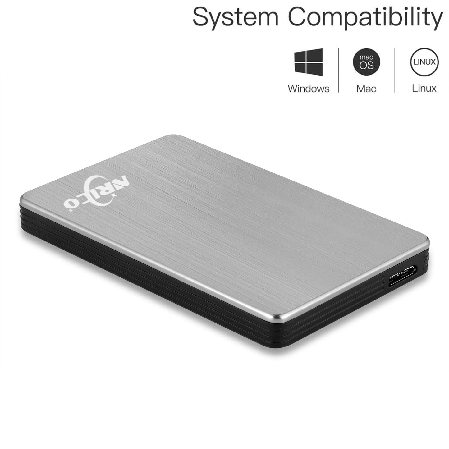 Nrico 250Gb Portable External Hard Drive Usb 3.0 Hdd 2.5Inch Storage Compatible For Pc, Mac, Desktop,Ps4 (250Gb, Grey)