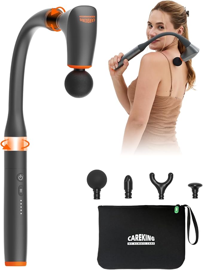 Convertible Massage Gun Deep Tissue for Back Neck Muscle Pain Relief - Electric Handheld Percussion Shoulder Massager Tool...