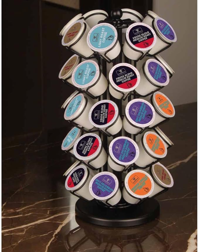 40x Pods Capacity K Cup Holders,K Cup Holder, K Cups Holder,K Cup Carousel, Coffee Pods Holder Storage Organizer Stand, No Assembly Required, Black (Deluxe Version,40 Pods Capacity)