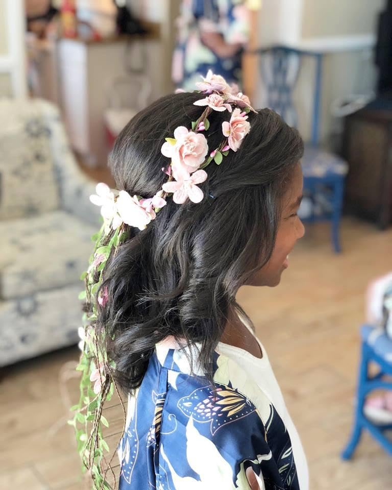 Floral Fall Adjustable Bridal Flower Garland Headband Flower Crown Hair Wreath Halo F-83 (Style 2 Blush)